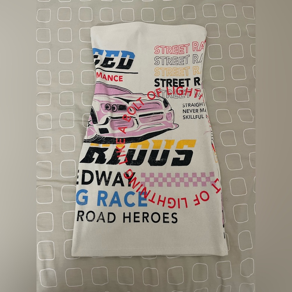 Forever 21 Graphic Mini Dress - White and Pink